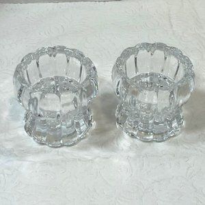 DePlomb Lead Crystal 2" Tea Light/Taper Candle Holders Set of 2